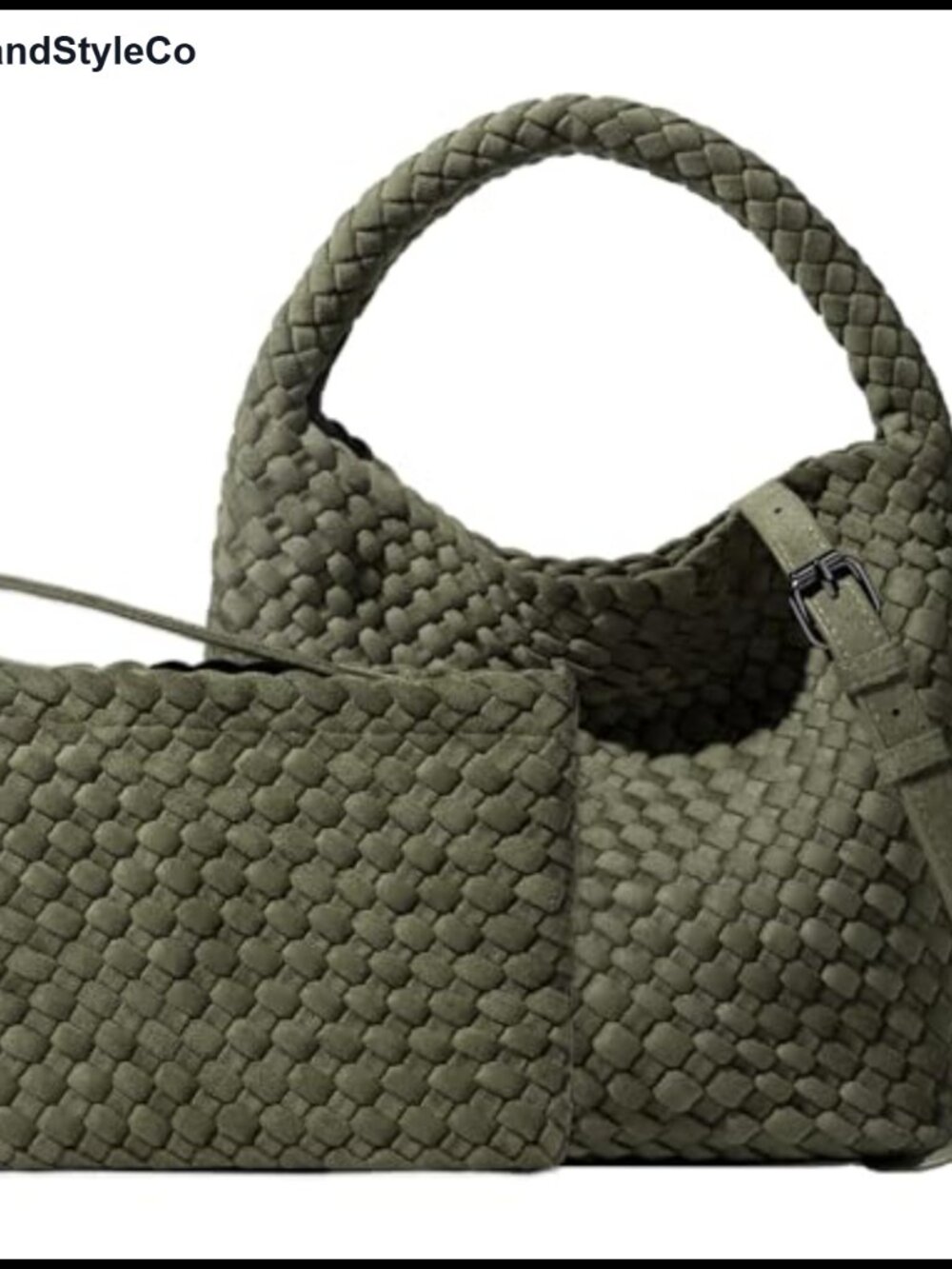 Woven Neoprene Tote Crossbody Bucket Bag with Wallet Adjustable Strap Women